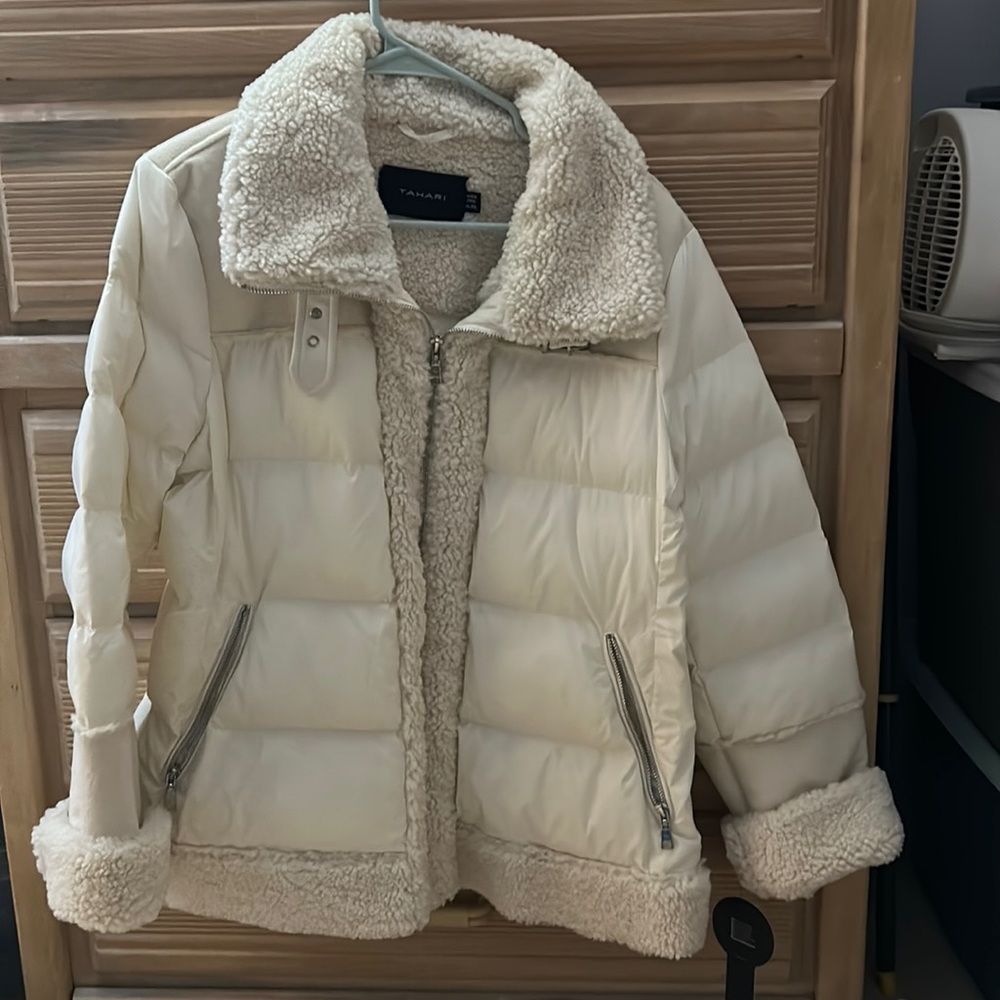 Tahari Faux Shearling trim Coat - New